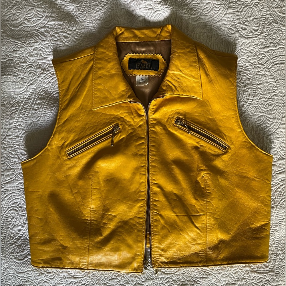 Isabel USA Vintage Yellow Leather Vest